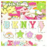 Chenille Letter Patches Self-Adhesive for Backpacks: Funcolor 84PCS Stick on Varsity Letter Patches - Cute Star Lightning Heart Rainbow Chenille Patch Stickers for Clothing Hats Bags