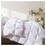 Cosybay Heavyweight Twin Size Feather Down Fiber Comforter - White Thicker Winter Duvet Insert, Ultra Soft 100% Cotton Cover, Luxury Hotel Bedding with Corner Tabs, 68x90