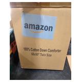 Cosybay Heavyweight Twin Size Feather Down Fiber Comforter - White Thicker Winter Duvet Insert, Ultra Soft 100% Cotton Cover, Luxury Hotel Bedding with Corner Tabs, 68x90