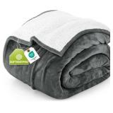 Utopia Bedding Sherpa Blanket Queen Size (Grey, 90x90 Inches) - Soft Lightweight Plush Fleece Reversible Blanket for Bed, Sofa, Couch, Camping and Travel