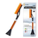 EcoNour 27 Aluminum Ice Scrapers for Car Windshield | Car Snow Scraper Window and Snow Brush with Ergonomic Foam Grip Winter Accessories (Orange)