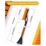 EcoNour 27 Aluminum Ice Scrapers for Car Windshield | Car Snow Scraper Window and Snow Brush with Ergonomic Foam Grip Winter Accessories (Orange)