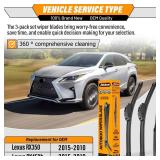 AUTOBOO 26+22 Windshield Wipers with 16 Rear Wiper Blade Replacement for 2010 2011 2012 2013 2014 2015 Lexus RX450h RX350-Original Factory Quality (Pack of 3)