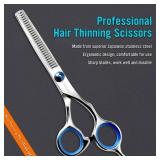 COOLALA Stainless Steel Hair Cutting Scissors Thinning Shears 6.5 Inch Professional Salon Barber Haircut Scissors Family Use for Man Woman Adults Kids