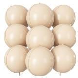 Cream Round Foil Balloons Apricot Beige Giant 4D Round Balloons 22 Inch for for Boho Birthday Wedding Baby Shower Party Decorations