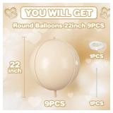 Cream Round Foil Balloons Apricot Beige Giant 4D Round Balloons 22 Inch for for Boho Birthday Wedding Baby Shower Party Decorations