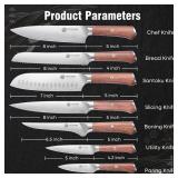 YOTSUBA Kitchen Knife Set, 7PCS Kitchen Knives Set High Carbon Stainless Steel Sharp Knife, Knives Set for Kitchen with Ergonomic Handle