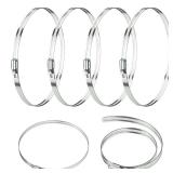 4 Pcs 10 Inch Stainless Steel Hose Clamps - Adjustable Worm Gear Drive Hose Clamps for Fuel Line Hose Pipe Clamp for Dryer Vent Hose (10 Inch)