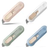 4pcs Utility Knife Box Cutters, Retractable Letter Opener, Sharp Cartons Cardboard Cutter Razor Knife for Christmas, Smooth Mechanism Perfect for Office and Home Use