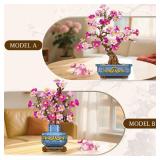 HOGOKIDS Flowers Cherry-Blossom Bonsai Building Set - 2 in 1 Artificial Bonsai Tree Plants for Home Decor & Display Cherry Botanical Building Blocks Birthday Valentine
