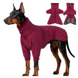 IDOMIK Dog Winter Coat for Large Dogs, Warm Dog Winter Jacket with Fleece High Collar, Zippered Cold Weather Coats for Dogs, Waterproof Doggy Snow Jacket Clothes,WineRed,3XL