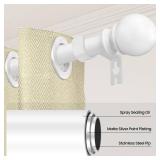 White Curtain Rods for Windows 28 to 48 Inch, 5/8 Diameter Heavy Duty Metal Splicing Adjustable Small Curtain Rod With Bracket(2.3-4 Feet)