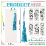 Sinmoe 120 Pcs Color Your Own Bookmarks 6 Styles Watercolor Bookmarks to Paint Card Stock Paper Watercolor Colorful Tassels Craft DIY for Classroom Projects Gifts Tags 5.9 x 2 Inch(Flower)