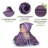 Warm Cuddles Premium Baby Bath Towel - Rayon Made from Bamboo Hooded Baby Towels - Newborn Baby Towel with Hood - Large Hooded Towel for Newborn Infant Boy Girl (Purple)