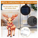 2pk Solar Metal Yard Stake Lights Christmas Decoration Reindeer Stake Colored Flashing LED Lights for Christmas Holiday Outdoor Garden Lawn Pathway Decoration
