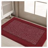 BEQHAUSE Indoor Door Mat 20 x 32, Dirt Trapper Door Mats Non-Slip Entryway Rugs Washable, Resist Dirt Absorbent Welcome Mat, Low Profile Floor Mats for Front Back Door and Entryway, Red