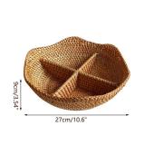 I-LAN 4-Compartment Divided Serving Dishes Rattan Bowl,Round Sectional Decorative Fruit Tray for Snacks,Nuts,Candies,Crackers,Veggies