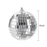 Suwimut 9 Pack Mirror Disco Ball, 4 Inch Small Mirror Ball Ornaments Silver Hanging Disco Balls with Attached String for Reflect Light, Party Favor, Home Bands Decorations, Stage Props, Christmas