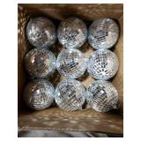 Suwimut 9 Pack Mirror Disco Ball, 4 Inch Small Mirror Ball Ornaments Silver Hanging Disco Balls with Attached String for Reflect Light, Party Favor, Home Bands Decorations, Stage Props, Christmas