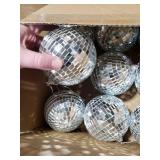 Suwimut 9 Pack Mirror Disco Ball, 4 Inch Small Mirror Ball Ornaments Silver Hanging Disco Balls with Attached String for Reflect Light, Party Favor, Home Bands Decorations, Stage Props, Christmas