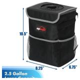 EPAuto Waterproof Car Trash Can with Lid and Storage Pockets, 2.5 Gallon, Black