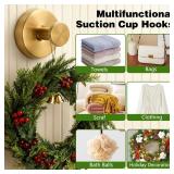 Suction Cup Hooks for Wreaths on Glass, No-Drill Suction Cup Hooks, Wreath Hangers for Front Doors, Metal Towel Hooks for Showers Bathrooms Mirrors (2Pcs Gold)