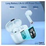 Wireless Earbuds, 2024 Bluetooth Headphones V5.4 Ear Buds Built-in ENC Noise Cancelling Mics, 40H Stereo Bass Bluetooth Earbuds with Dual LED Display, IP7 Waterproof Earphones for Android iOS, Green