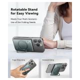 Kuulaa Magnetic Portable Charger Power Bank for iPhone 5000mAh Slim PD 20W USB C Battery Pack for Magsafe with Rotable Stand for iPhone 17/16/15/14/13/12 Series (Grey)