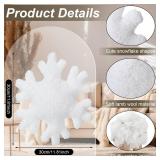 Huwena 2 Pcs Winter Snowflake Pillows Decorative Winter Snowflake Throw Pillows White Pillow Plush Cute Pillow for Couch Sofa Bed Decoration (11.81 Inch)