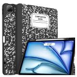 Soke Case for iPad Air 13 Inch (M3/M2,2025-2024), iPad Pro 12.9 6th/5th Generation with Pencil Holder(2021 2022 Release)-[Apple Pencil Charging + Auto Wake/Sleep] Soft Back Cover, Book Black