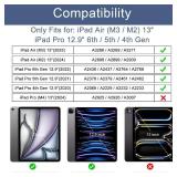 Soke Case for iPad Air 13 Inch (M3/M2,2025-2024), iPad Pro 12.9 6th/5th Generation with Pencil Holder(2021 2022 Release)-[Apple Pencil Charging + Auto Wake/Sleep] Soft Back Cover, Book Black