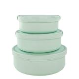 DGitaor Silicone Food Storage Containers Bowl, Set of 3 Reusable Silicone Bento Lunch Box Containers with Lids (17oz, 25oz, 42oz) Dishwasher, Microwave and Freezer Safe Mint Green