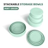 DGitaor Silicone Food Storage Containers Bowl, Set of 3 Reusable Silicone Bento Lunch Box Containers with Lids (17oz, 25oz, 42oz) Dishwasher, Microwave and Freezer Safe Mint Green