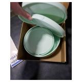 DGitaor Silicone Food Storage Containers Bowl, Set of 3 Reusable Silicone Bento Lunch Box Containers with Lids (17oz, 25oz, 42oz) Dishwasher, Microwave and Freezer Safe Mint Green