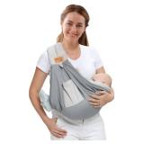 Baby Sling Carrier Newborn, Adjustable Easy Wearing Baby Nursing Warp Sling, New Mom Dad Soft Cotton Baby Front Holder Carrier for Infant Toddler Life Travel Essential Gifts (Mesh Grey)
