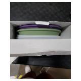 Bakpoco Stainless Steel Toddler Suction Plate with Lid, Deeper 9 Divided Plates with Removable Silicone Sleeves for Kids, Non Toxic & BPA Free | Unbreakable Baby Snack Dishes Set of 2, Green & Purple