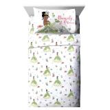 Jay Franco Kids Sheet Cartoon Set with Fitted, Flat Sheets & Pillow Cover - Ultra-Soft Bedding with Pillowcase for Room Decor, White - Tiana, 3 Piece Twin