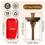 ANSQU Glass Jar with Wooden Lid and Spoon, 20.3oz Food Storage Containers Coffee Jar Coffee Grounds Container, Glass Food Storage Canister (1 Pack)