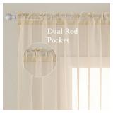 MIULEE 2 Panels Solid Color Sheer Window Curtains Elegant Window Voile Panels/Drapes/Treatment for Bedroom Living Room (54X84 Inches Cream)