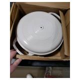 Lodge 6 Quart Enameled Cast Iron Dutch Oven with Lid Dual Handles, Oven Safe up to 500°F, Stovetop Compatible Marinate, Cook, Bake, Refrigerate & Serve Oyster White NO LID KNOB