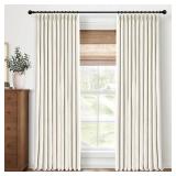 CAPALOCA Pinch Pleated Curtains Blackout, Linen Blackout Curtains 96 inches Long for Bedroom, Thermal Insulated Pinch Pleated Drapes for Living Room, 40 W x 96 L (Pack of 2), Natural