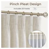 CAPALOCA Pinch Pleated Curtains Blackout, Linen Blackout Curtains 96 inches Long for Bedroom, Thermal Insulated Pinch Pleated Drapes for Living Room, 40 W x 96 L (Pack of 2), Natural