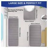 Memory Foam Bathroom Rugs Sets 3 Piece, Extra Thick Soft Absorbent Non Slip Upgraded, Washable Toilet Bath Mat Shower Carpet for Bedroom, Living Room (Grey, U Shape 24 X 24 + 24 X 32 + 17 X 48)