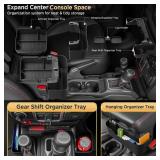 QINQINTU for Jeep Wrangler JL JLU 4XE(2018-2026) & Gladiator JT(2020-2026) Center Console Organizer Tray [Maximize Storage & US Patent] Cup Holder for Jeep Gladiator & Wrangler Accessories Black