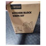 CAROTE 14 Pieces Knife Set with Block, Forged, High Carbon Stainless Steel Sharp Blade Block Knife Set, Dishwasher Safe Cutlery, Cream