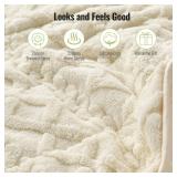 Uttermara Weighted Blanket for Adults Twin Size 12lbs 48x72 inches, Dual Sided Soft Jacquard Sherpa Weighted Blankets, Thick Heavy Blanket for Sleeping and Calming, Beige