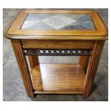 Wooden Side Table with Slide Top Storage