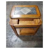 Wooden Side Table with Slide Top Storage