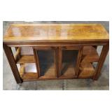 Wooden Console Table With Glass Doors and Light