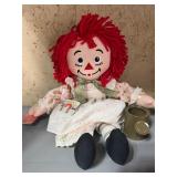 Raggedy Ann Doll, Gardener, Approx 14"